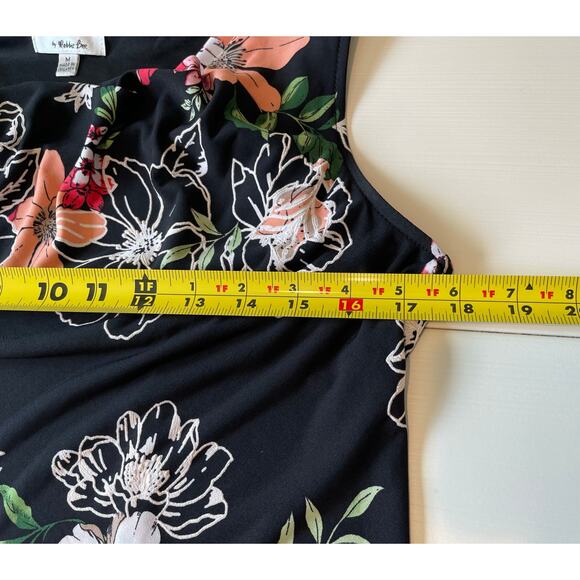 Signature by Robbie Bee Midi Dress Sz M Dark Floral Cowl Neck Sleeveless Stretch - Picture 8 of 11